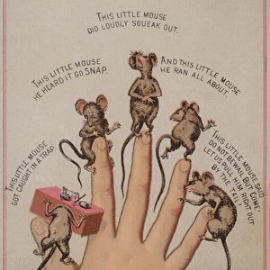 Mice and mousetrap (chromolitho)