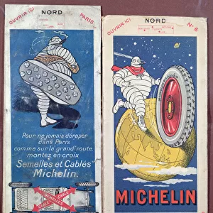 Two Michelin maps for the Pontoise and Laon regions of France, c. 1910 (colour litho)