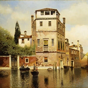 Mid-day at Venice, (oil on canvas)