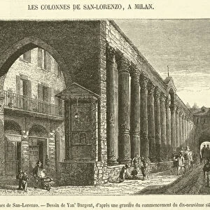 Milan, les colonnes de San-Lorenzo (engraving)