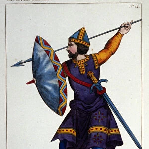 Military costume of an Anglo warrior - Saxon (7th or 8th century)