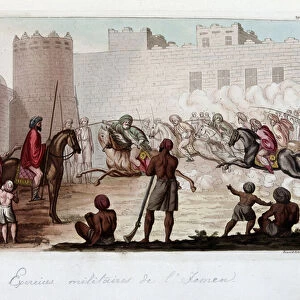Military exercises in Yemen - in "The old and modern costume"by Ferrario, ed. Milan, 1819-20