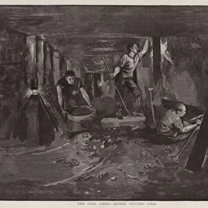 Miners working underground at the coal face (litho)