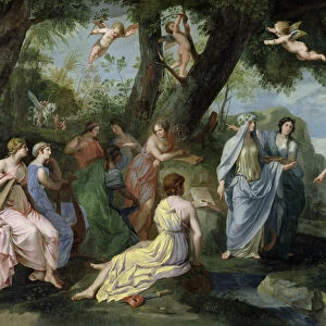 Minerva with the Muses (oil on canvas)