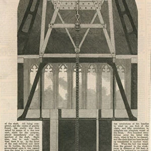 Mode of raising the great bell into the Clock Tower (engraving)