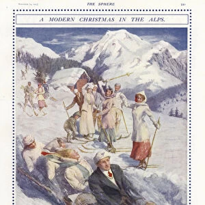 A Modern Christmas in the Alps (colour litho)