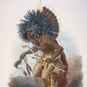 Moennitarri Warrior in the Costume of the Dog Dance. Pehriska-Ruhpa