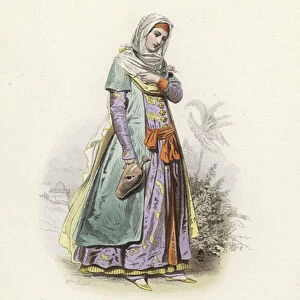 Mogul woman (coloured engraving)
