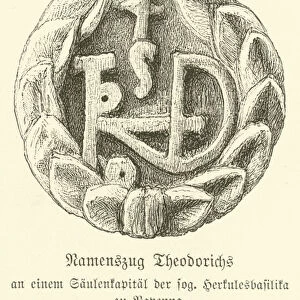Monogram of Theoderic the Great, King of the Ostrogoths (engraving)