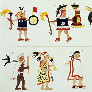 Montezuma II (1466-1520) as represented in an anonymous codex in the Vatican (litho)