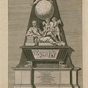 Monument of Sir Isaac Newton in Westminster Abbey (engraving)
