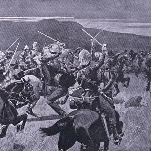 Moonlight charge of the 19th Hussars nr Steenkampberg, illustration from