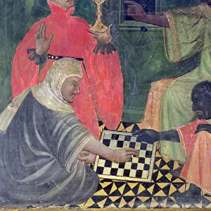 A Moor and a Christian playing Chess, from the Altarpiece of SS Nicholas, Claire and Anthony Abbot (tempera on panel)