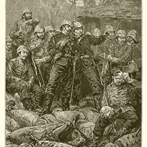 The Morning after the Defence of Rorkes Drift, Zululand, 1879 (engraving)