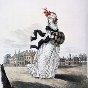 Morning Dress, fig. 91 from The Gallery of Fashion, 1797 (coloured engraving)