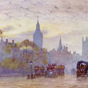 Morning in Whitehall (colour litho)