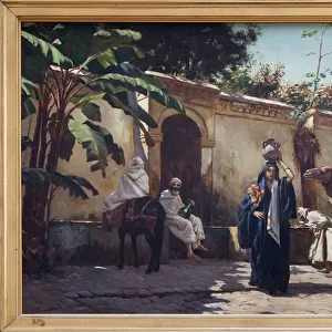 Moroccan scene, Oil painting on wood by Rudolph (or Rudolphe) Ernst (1854-1932), scene of daily life around a fountain. Photography, KIM Youngtae, Nantes, Musee des Beaux Art de Nantes