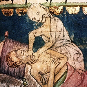 a mort etranglant un pestifere - Death Strangling a Victim of the Plague - Miniature