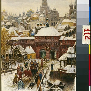 Moscou au 17e siecle (Moscow in the 17th century). Oeuvre de Appolinari Mikhaylovich Vasnetsov (1856-1933), lithographie. Art russe, fin 19e-debut 20e siecle. Museum of Moscow History and Reconstruction, Moscou
