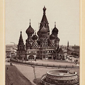 Moscow / Moscou: Cathedrale Wassili-Blajenny (litho)