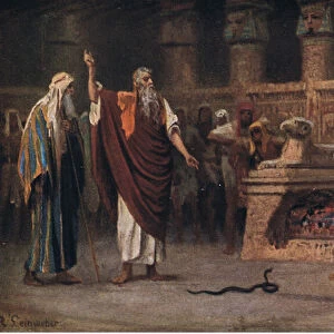 Moses and Aaron before Pharaoh, from Hulberts Story of the Bible published by The