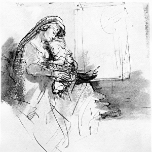 Mother and Child, c. 1638 (pen, ink and wash on paper)