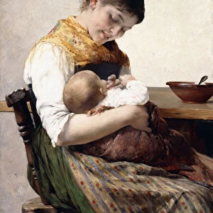 Mother and Child, (oil on canvas)