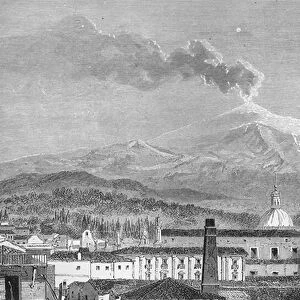 Mount Etna, from Catania (engraving)