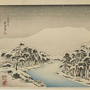 Mount Ibuki in Snow, Taisho era, January 1920 (colour woodblock print)