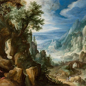 Mountainous Landscape with Saint Jerome, 1592 (oil on copper on panel)