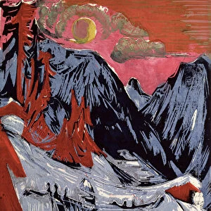 Mountains in Winter, 1919 (colour litho)