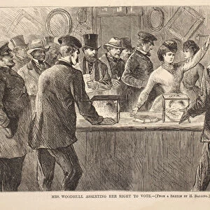 Mrs. Woodhull Asserting Her Right to Vote, engraving from Harpers Weekly