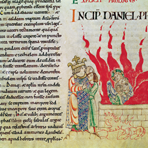 Ms 12-15 t. 3 f. 64 The Children in the Furnace, from the Bible of Etienne Harding (vellum)
