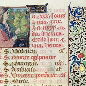 Ms 134 April: Picking Flowers, from a Book of Hours (vellum)