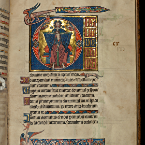 Ms 322 f. 113r Psalm 109, initial D, The Holy Trinity, illustration from the