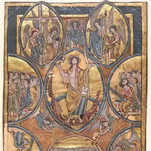 Ms 330 f. 3 The Last Judgement with self portrait of the illuminator rescued by his