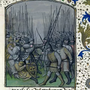 Ms 659 f. 245 r. The Battle of Granada in 1343, 1477 (vellum)