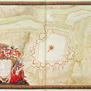 Ms. 988, Vol. 3 fol. 10 Map of Saint-Quentin, from the Atlas Louis XIV, 1683-88