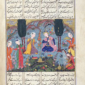 Ms D-184 fol. 381a Court Scene in a Garden, illustration from the Shahnama (Book of Kings)