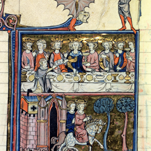 Ms Fr 95 f. 326 King Arthur and his Knights around the Table