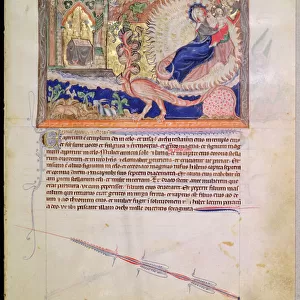 Ms L. A. 139-Lisboa fol. 29 God rescuing the male child from being devoured by the red