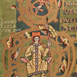 Ms XIV A 13-1 St. Wenceslaus (907-929) from the Vysehrad Codex, c. 1085 (vellum)