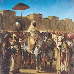 Muley Abd-ar-Rhaman (1789-1859), The Sultan of Morocco, leaving his Palace of Meknes