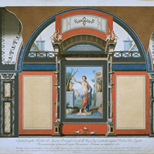 Mural decoration of the Antique Room from the Villa Negroni, 1778 (coloured engraving)