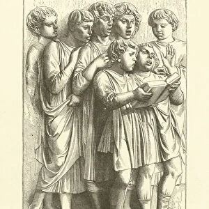 Musee national de Florence, le Bargello, Fragment des bas-reliefs de Luca della Robbia (engraving)