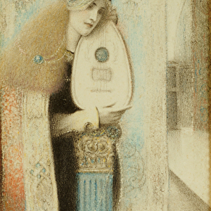 A Musician, c. 1899 (w / c & coloured crayons on paper)