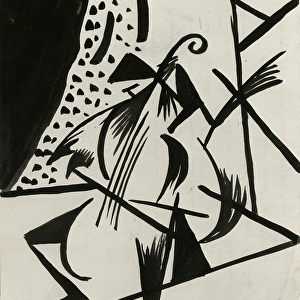 Musician, c. 1914-15 (pen and indian ink on paper) (b / w photo)