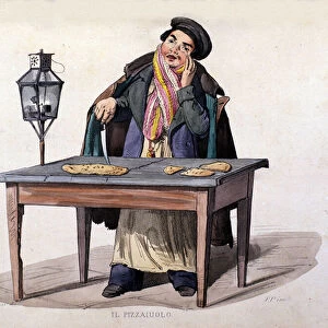 Naples, pizza salesman. Engraving after a painting by F. Palizza