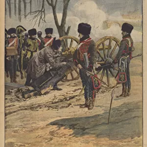 Napoleon at the Battle of Montereau (colour litho)