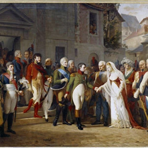 Napoleon I (1769-1821) received Queen Louise of Prussia (1776 - 1810) at Tilsit (Tilsitt